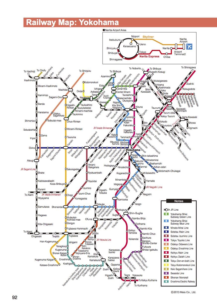 Tokyo, Yokohama tren kat jeyografik