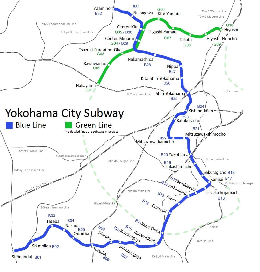 Yokohama metro kat jeyografik